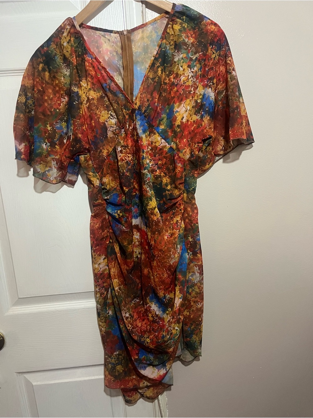 Abstract Floral Midi Dress in Multicolor